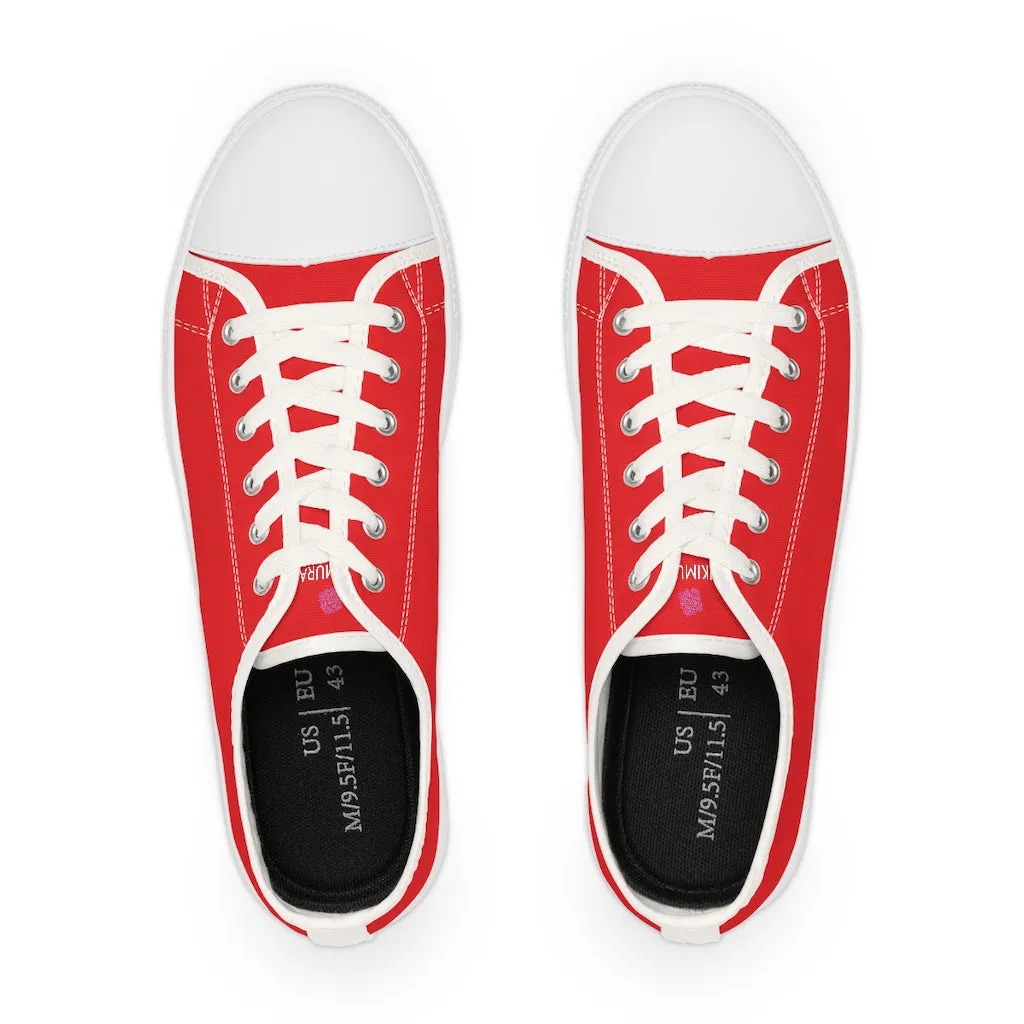 Red Color Men's Sneakers, Best Solid Red Color Men's Low Top Sneakers Running Canvas Shoes