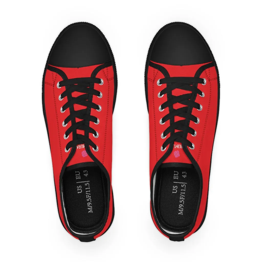 Red Color Men's Sneakers, Best Solid Red Color Men's Low Top Sneakers Running Canvas Shoes