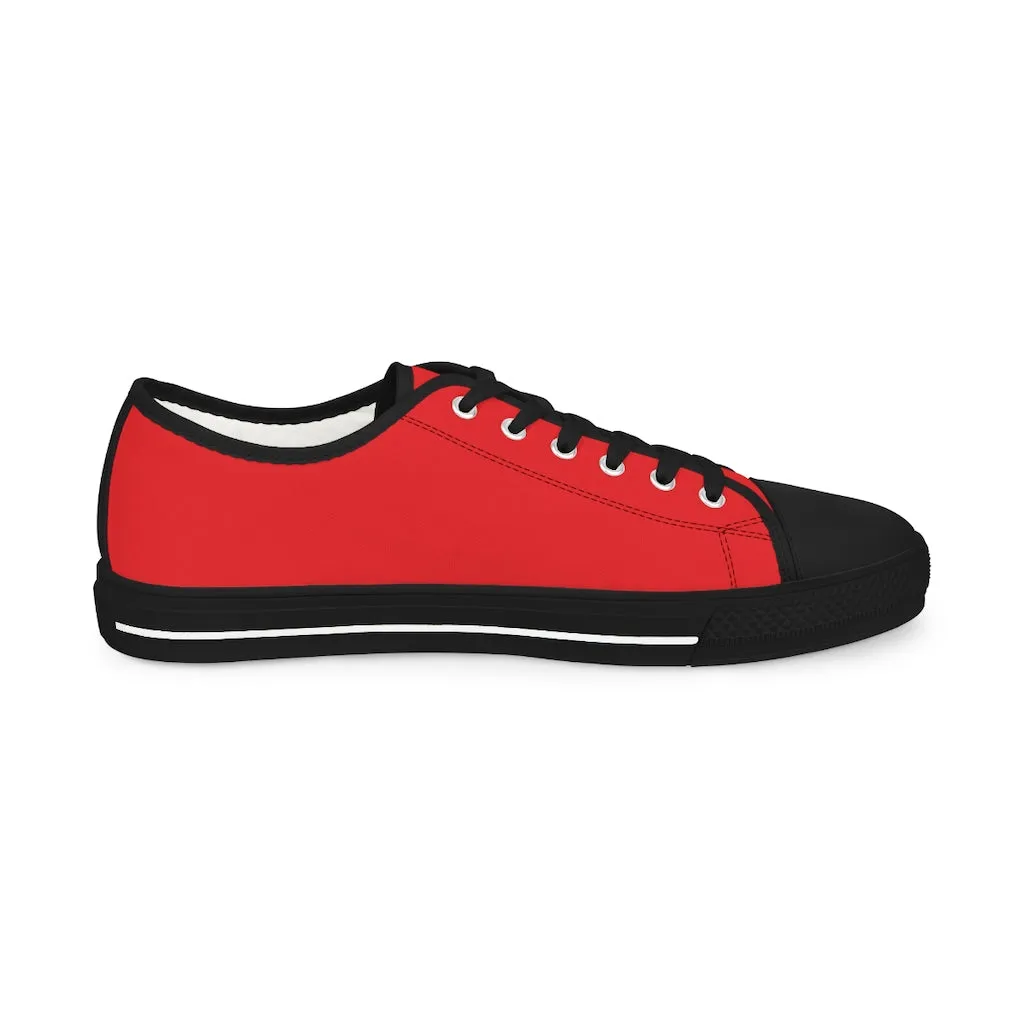 Red Color Men's Sneakers, Best Solid Red Color Men's Low Top Sneakers Running Canvas Shoes