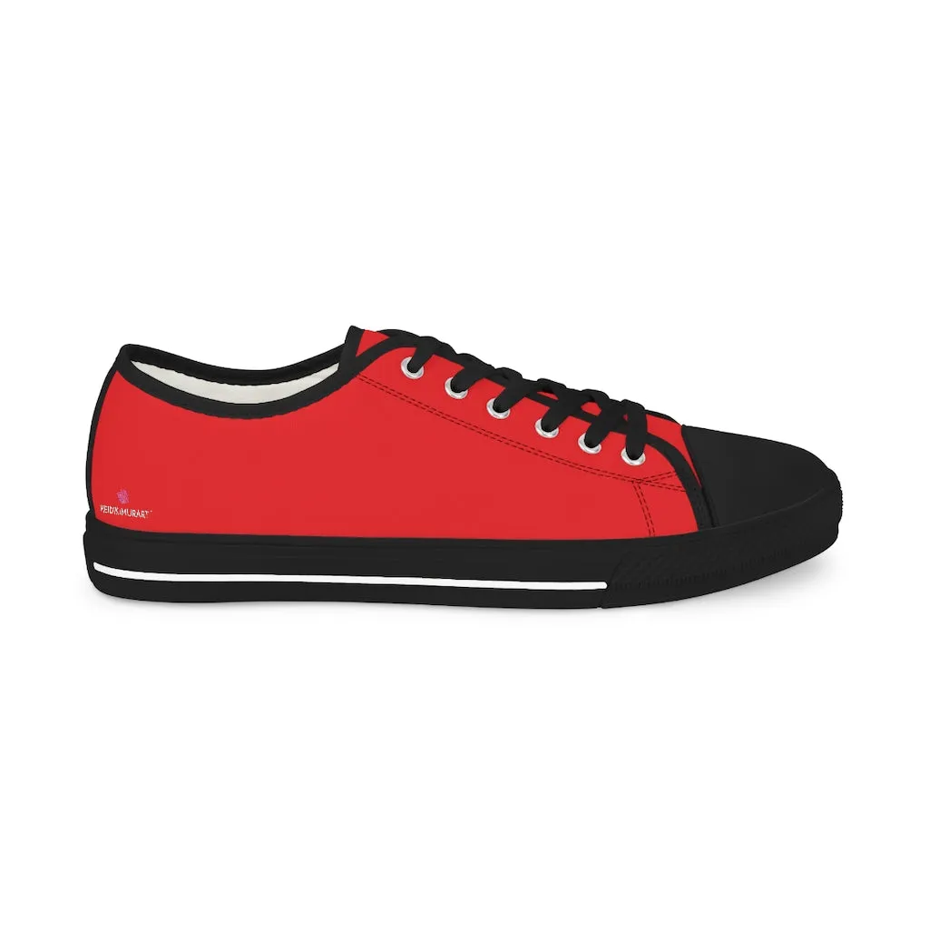 Red Color Men's Sneakers, Best Solid Red Color Men's Low Top Sneakers Running Canvas Shoes