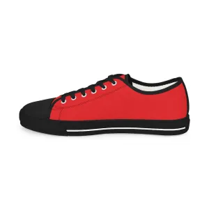 Red Color Men's Sneakers, Best Solid Red Color Men's Low Top Sneakers Running Canvas Shoes