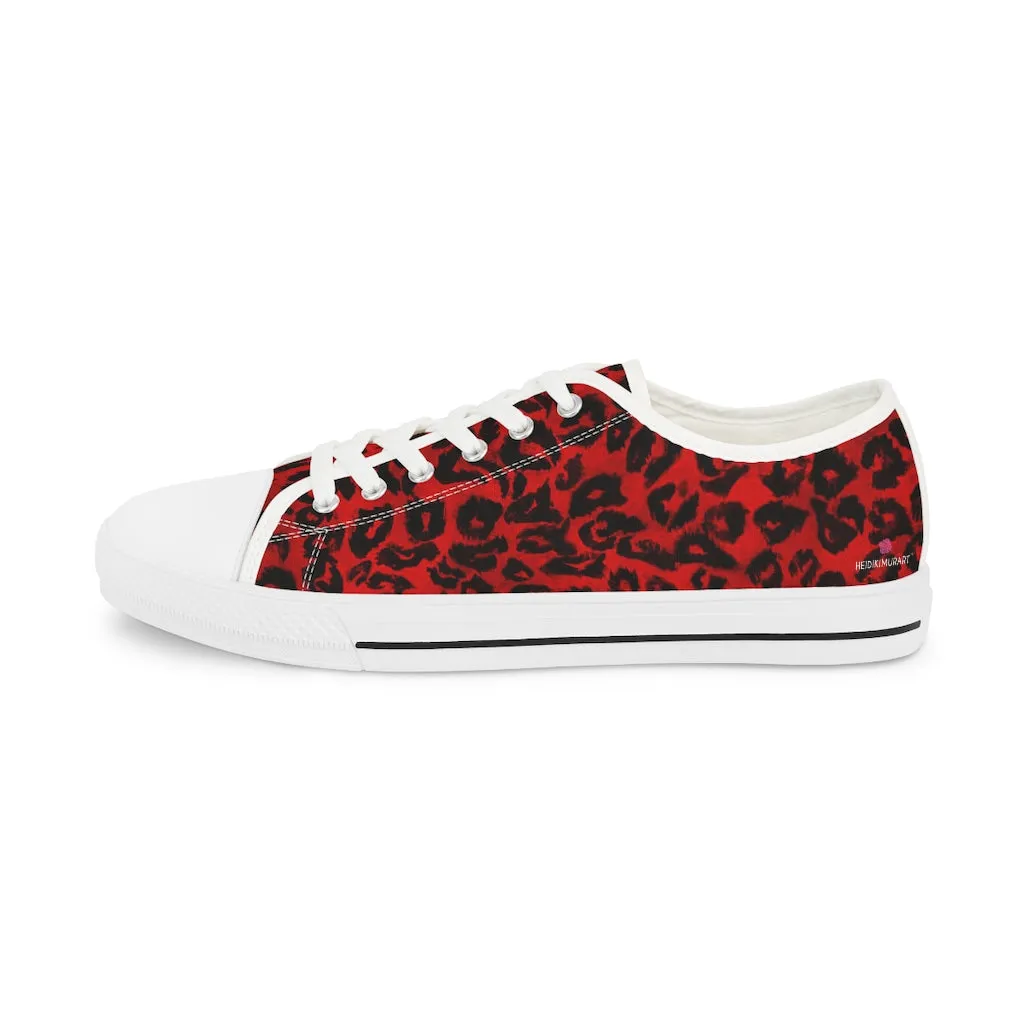 Red Leopard Print Men's Sneakers, Leopard Animal Print Best Men's Low Top Sneakers Running Shoes