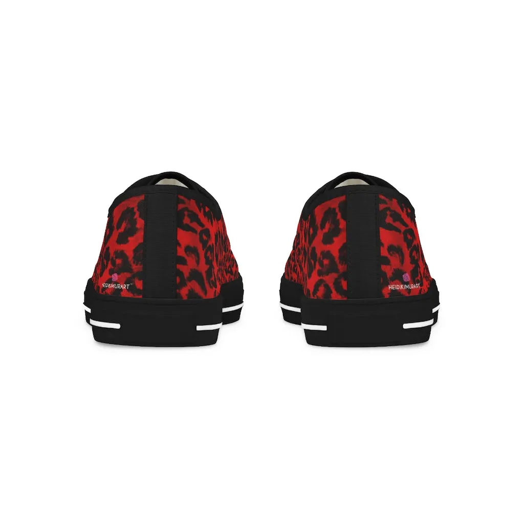 Red Leopard Print Men's Sneakers, Leopard Animal Print Best Men's Low Top Sneakers Running Shoes