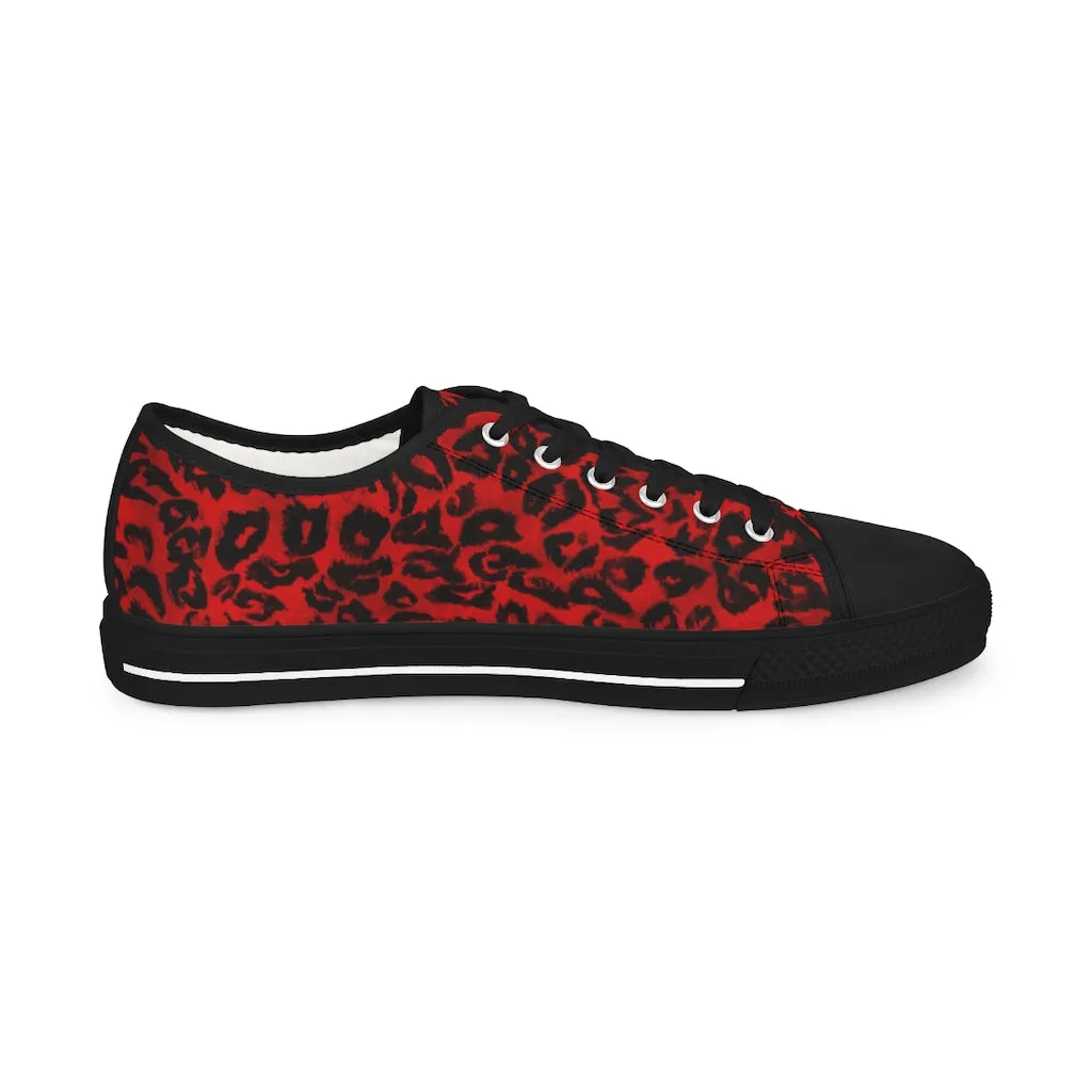 Red Leopard Print Men's Sneakers, Leopard Animal Print Best Men's Low Top Sneakers Running Shoes