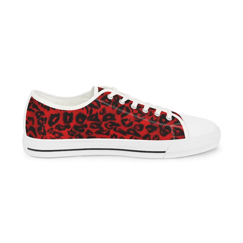 Red Leopard Print Men's Sneakers, Leopard Animal Print Best Men's Low Top Sneakers Running Shoes