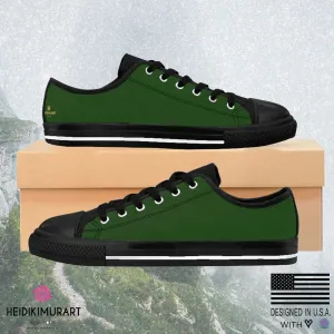 Seattle Green Men's Low Tops, Seattle Style Emerald Green Solid Color Sneakers Running Tennis Shoes