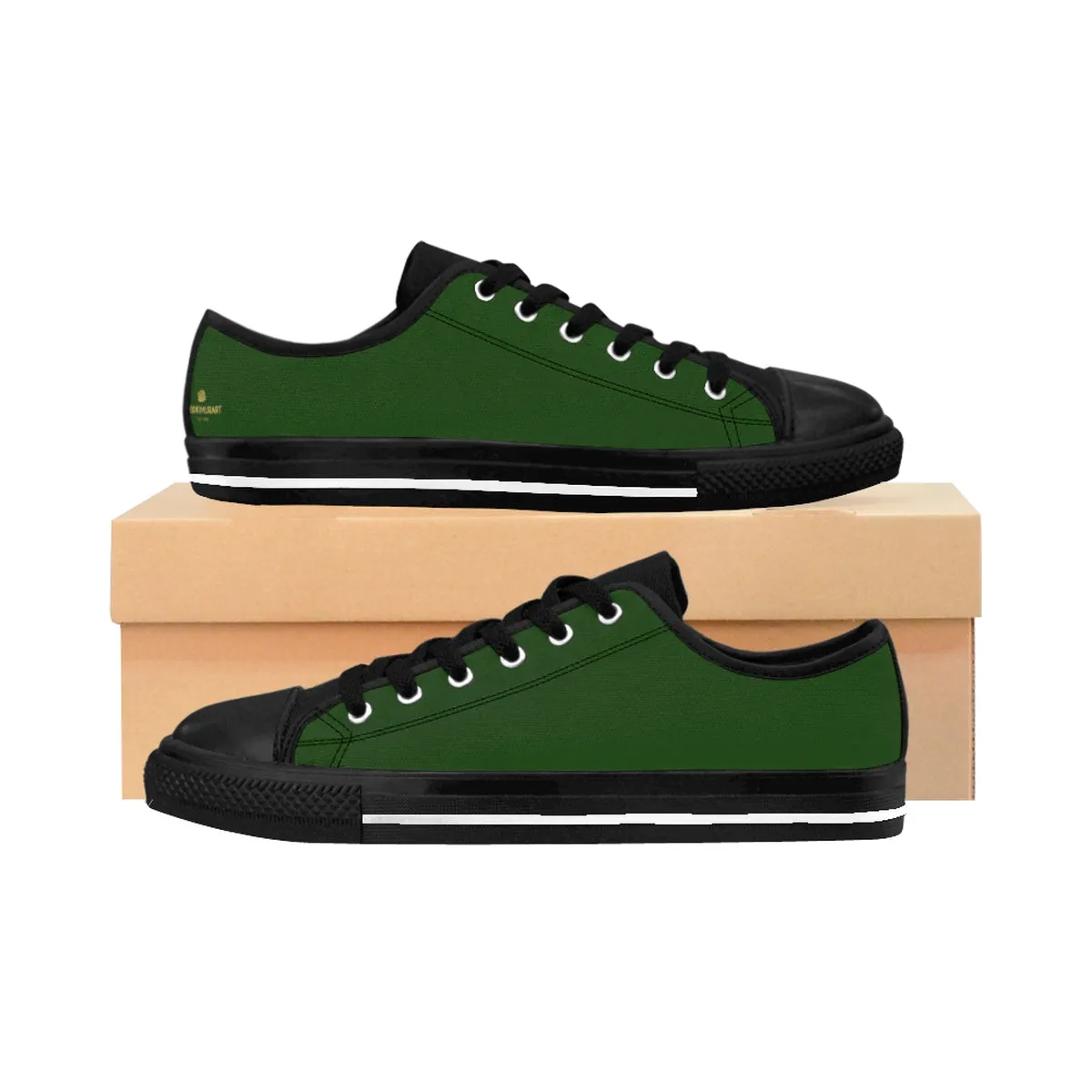 Seattle Green Men's Low Tops, Seattle Style Emerald Green Solid Color Sneakers Running Tennis Shoes