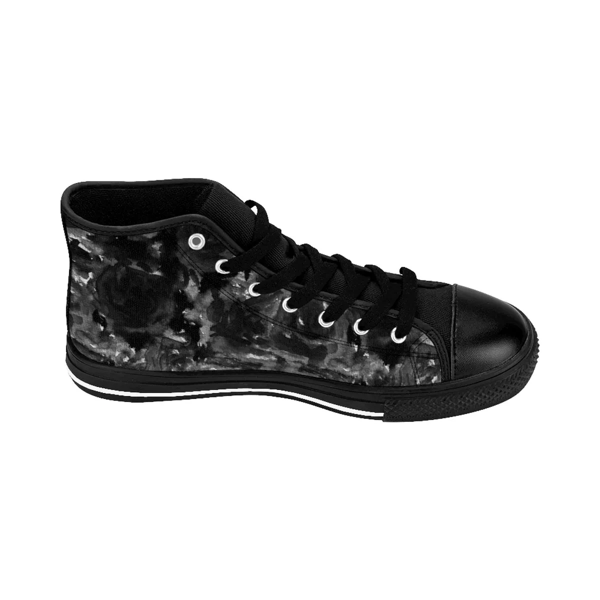 Smoking Rose Floral Men's High Tops, Tattoo Floral Pattern High Top Sneakers (US Size: 6-14)