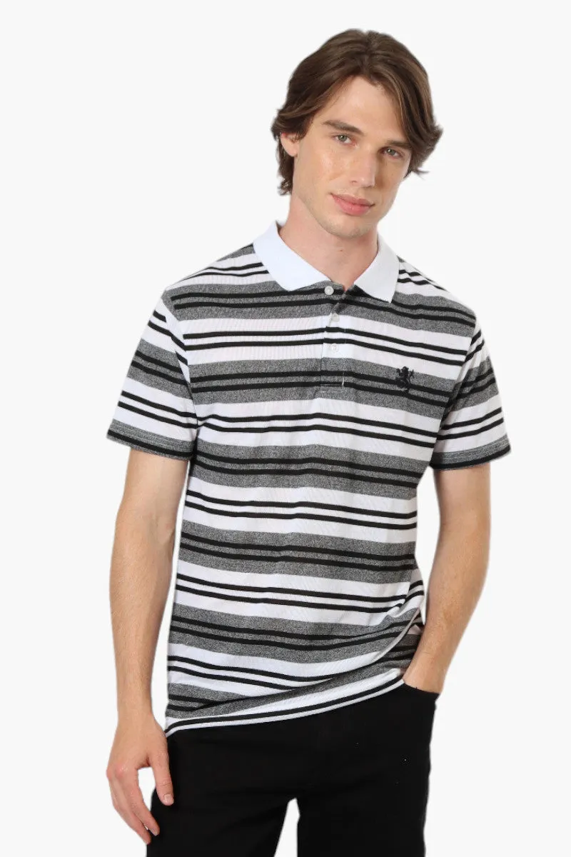 Vroom & Dreesman Striped Button Up Polo Shirt - Grey