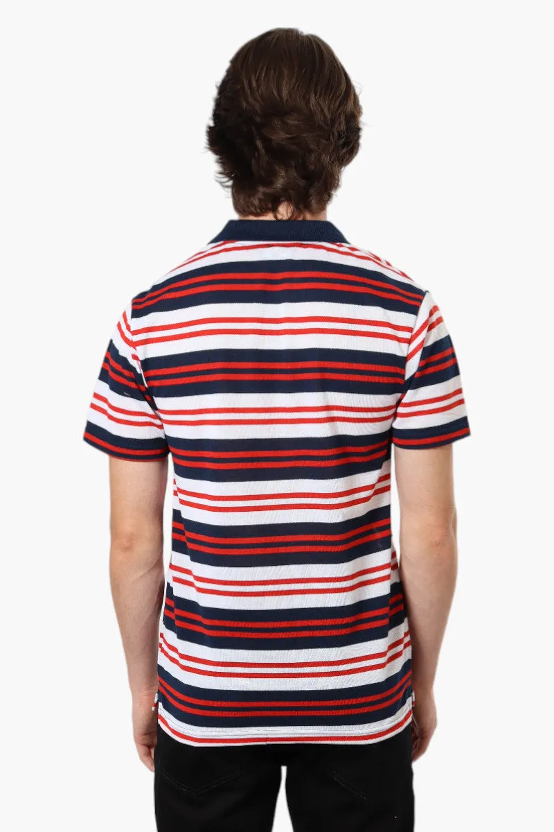 Vroom & Dreesman Striped Button Up Polo Shirt - Red