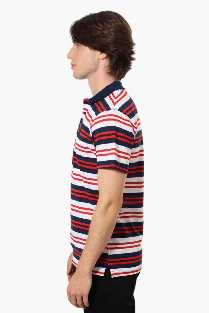 Vroom & Dreesman Striped Button Up Polo Shirt - Red