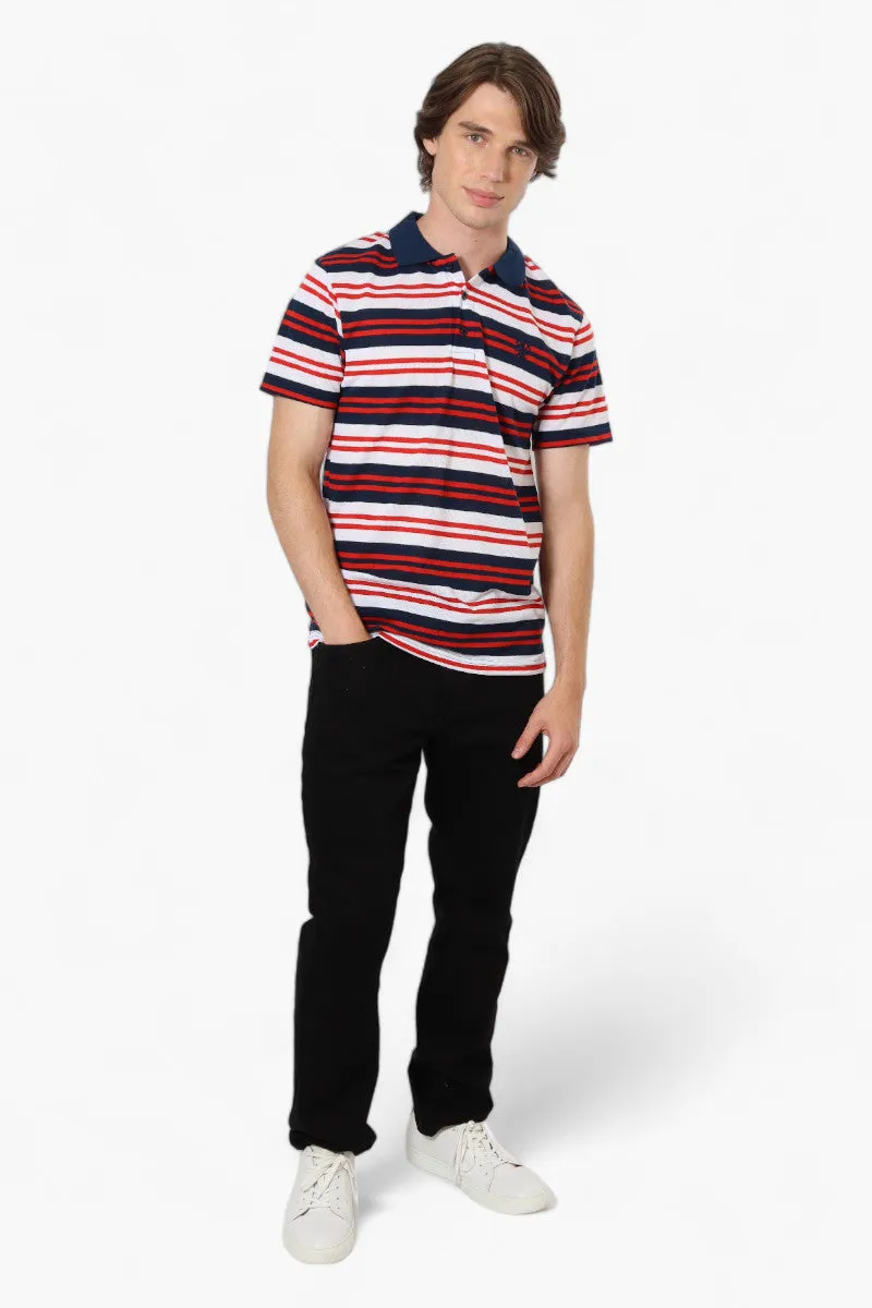 Vroom & Dreesman Striped Button Up Polo Shirt - Red