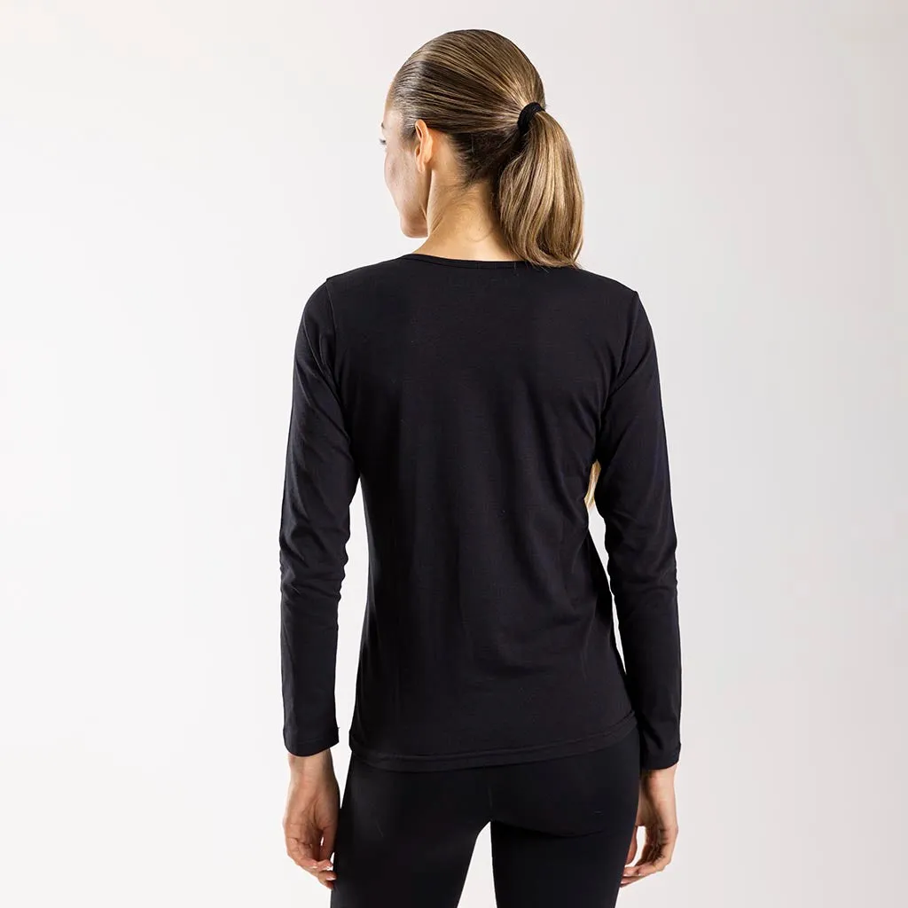 Women's Doppio Long Sleeve T Shirt (Black)