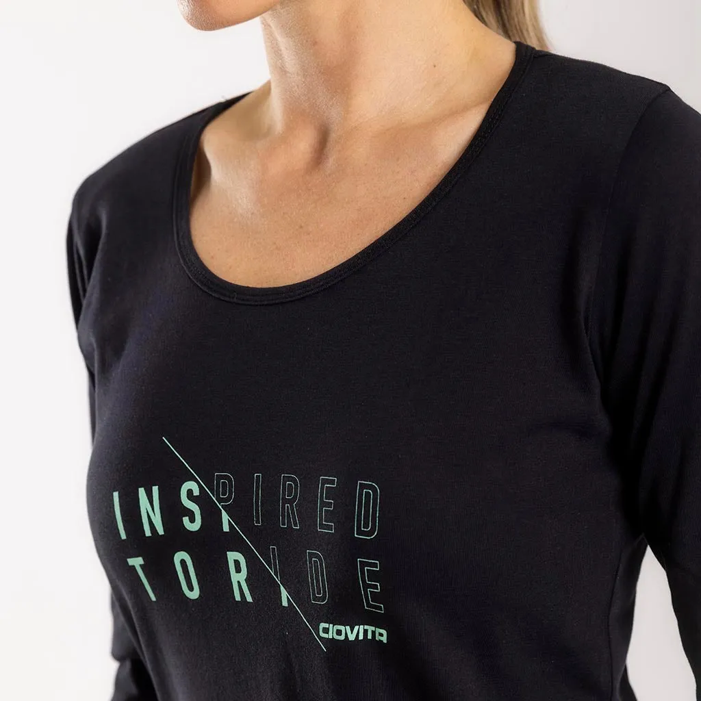 Women's Doppio Long Sleeve T Shirt (Black)