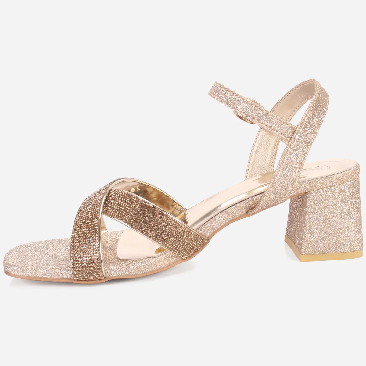 Womens "TANIT" Glittery Crossover Strap Sandals