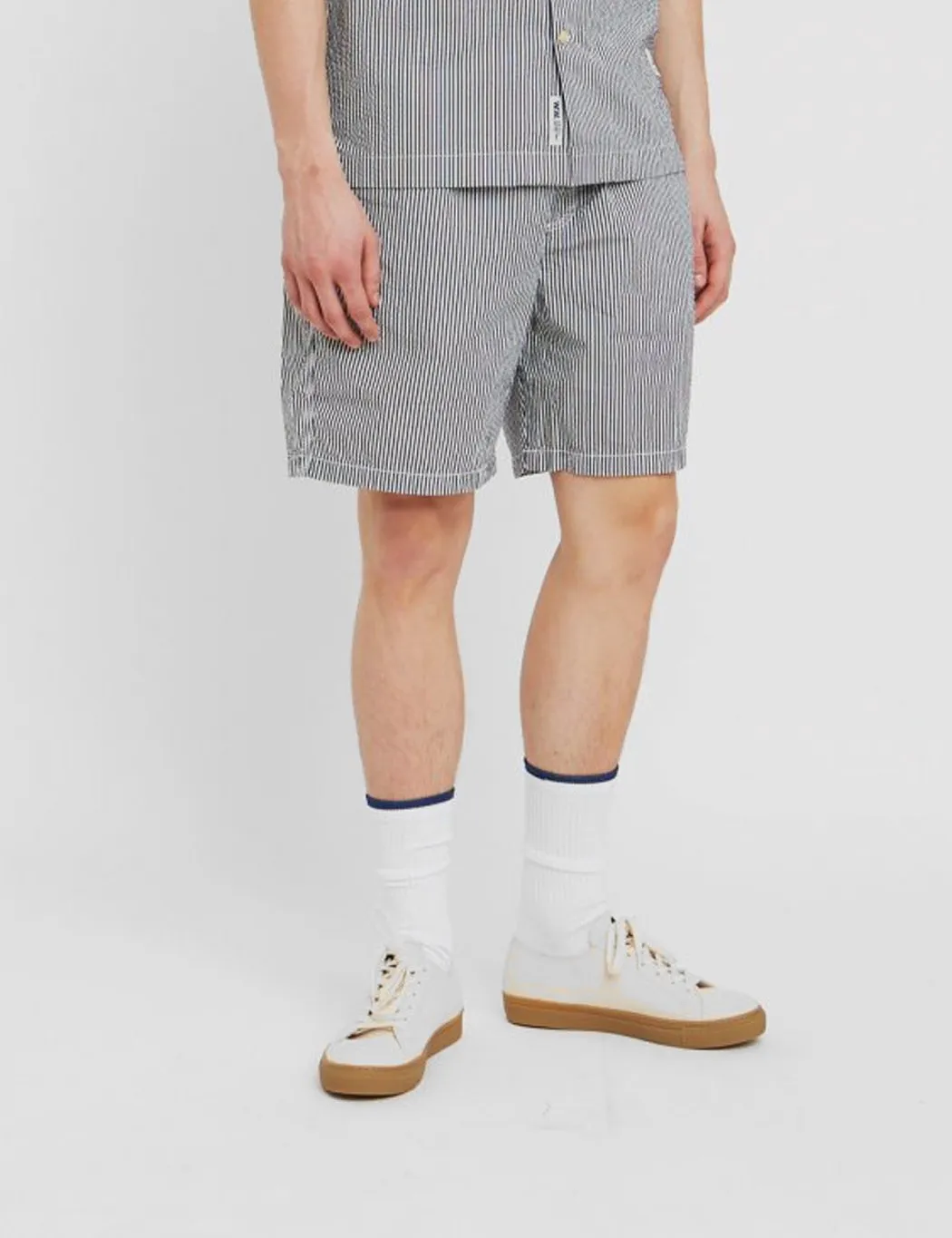 Wood Wood Baltazar Shorts - White Navy Stripe